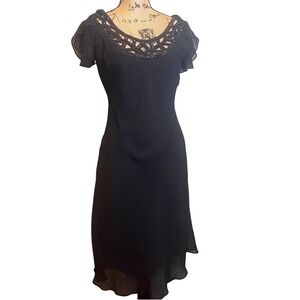 SL Fashion Vintage Party Cocktail Evening Whimsigoth Beaded Dress Black Size 6P